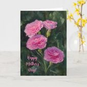 Roze Anjer Bloemen Moederdag Kaart (Gele Bloem)