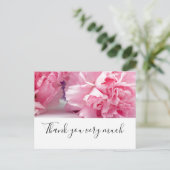 Roze anjer bloemen op witte achtergrond briefkaart (Staand voorkant)