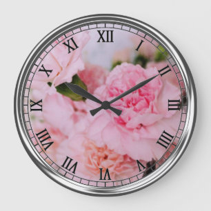 roze anjer bloemen vintage stijl fotografie grote klok