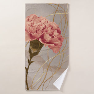 Roze Anjer Bloemig Goud Badhanddoek