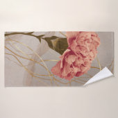 Roze Anjer Bloemig Goud Badhanddoek (Badhanddoek)