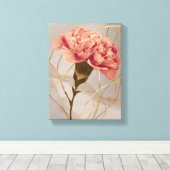 Roze Anjer Bloemig Goud Canvas Afdruk (Insitu (Houten vloer))