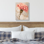 Roze Anjer Bloemig Goud Canvas Afdruk (Insitu (Slaapkamer))