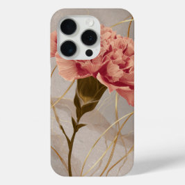 Roze Anjer Bloemig Goud iPhone 15 Pro Case