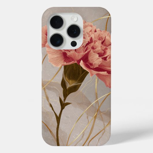 Roze Anjer Bloemig Goud Case-Mate iPhone Case (Achterkant)