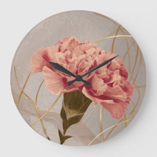 Roze Anjer Bloemig Goud Grote Klok