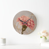 Roze Anjer Bloemig Goud Grote Klok (Huis)