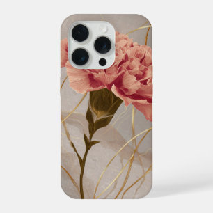 Roze Anjer Bloemig Goud iPhone 15 Pro Case