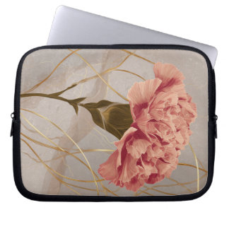 Roze Anjer Bloemig Goud Laptop Sleeve
