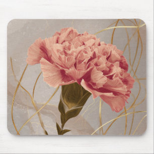 Roze Anjer Bloemig Goud Muismat