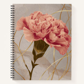 Roze Anjer Bloemig Goud Notitieboek