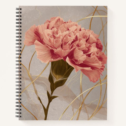 Roze Anjer Bloemig Goud Notitieboek (Voorkant)