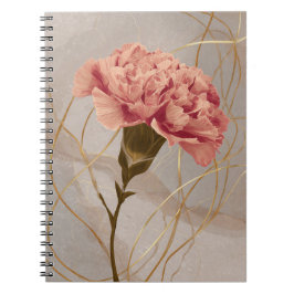 Roze Anjer Bloemig Goud Notitieboek