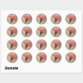 Roze Anjer Bloemig Goud Ronde Sticker (Vel)