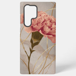 Roze Anjer Bloemig Goud Samsung Galaxy Hoesje