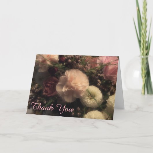 Roze Anjer Bloemige Bedankkaart (Voorkant)