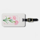 Roze Anjer Botanische Aquarel Aangepaste Naam Bagagelabel (Voorkant horizontaal)