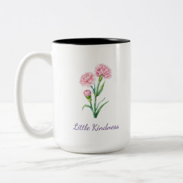 Roze Anjer Botanische Aquarel Aangepaste Naam Tweekleurige Koffiemok