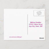 Roze anjer briefkaart (Achterkant)