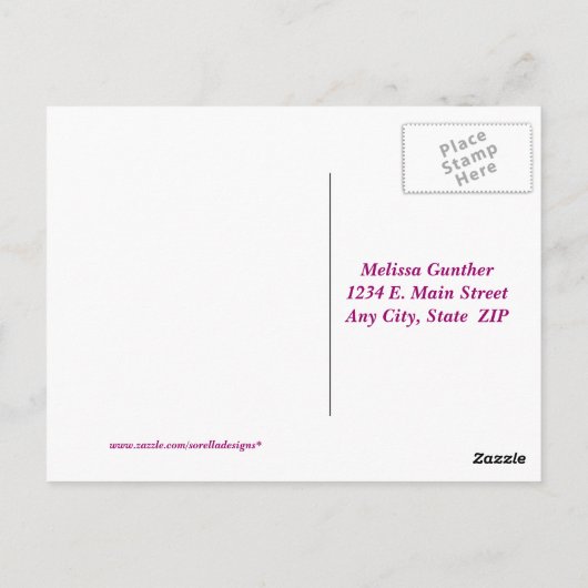 Roze anjer briefkaart (Achterkant)