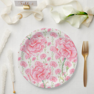 Roze Anjer Bruiloft Papieren Bordje