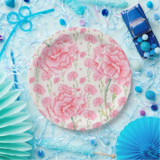 Roze Anjer Bruiloft Papieren Bordje (Feest)