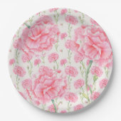 Roze Anjer Bruiloft Papieren Bordje (Voorkant)