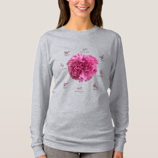 Roze Anjer Chemie Science Flower T-shirt (Voorkant)