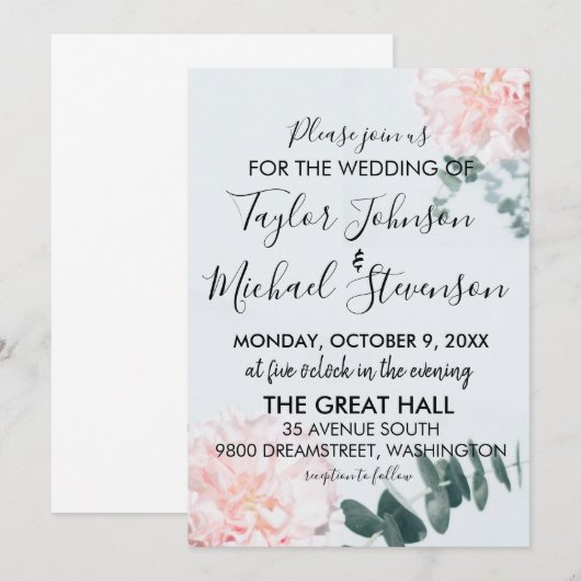 Roze anjer en uitnodiging tot weddenschappen (Voorkant / Achterkant)