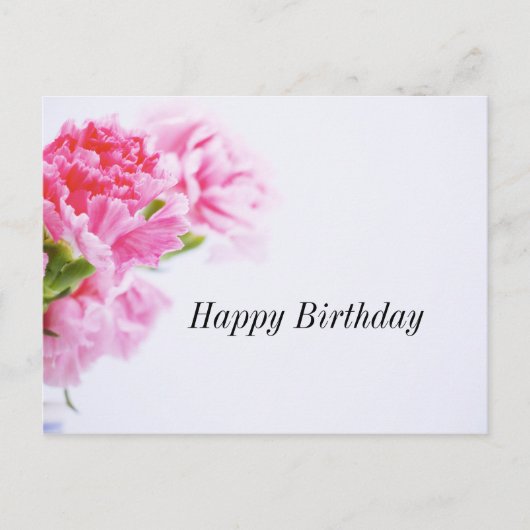 Roze Anjer Flower Happy Birthday Briefkaart (Voorkant)