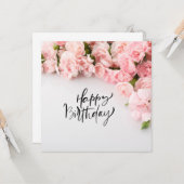 Roze anjer Flower Happy Birthday Kaart (Voorkant / Achterkant in situ)