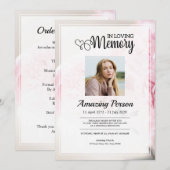 Roze anjer Funerale orde van dienst Kaart (Voorkant / Achterkant)