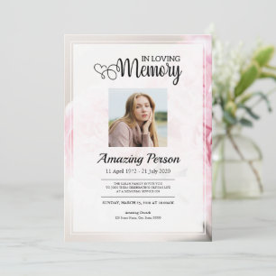 Roze anjer Funerale orde van dienst Kaart