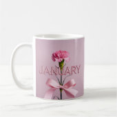 Roze Anjer Januari Bloem Klassieke Mok (Links)