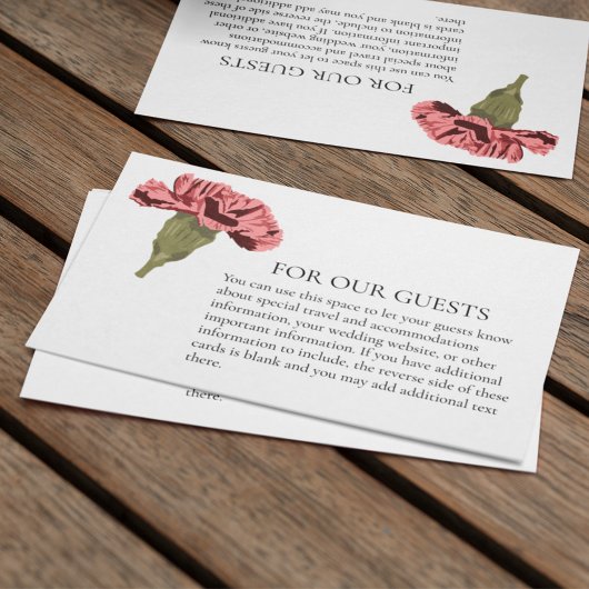 Roze Anjer Luxe Moderne Bloemen Informatiekaartje