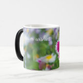 Roze anjer met mazen magische mok (Voorkant links)