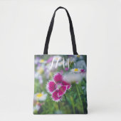 Roze anjer met mazen tote bag (Voorkant)