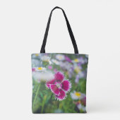 Roze anjer met mazen tote bag (Achterkant)