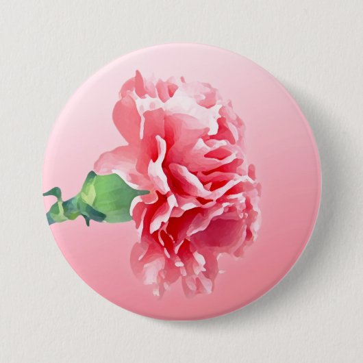 Roze anjer ronde button 7,6 cm (Voorkant)