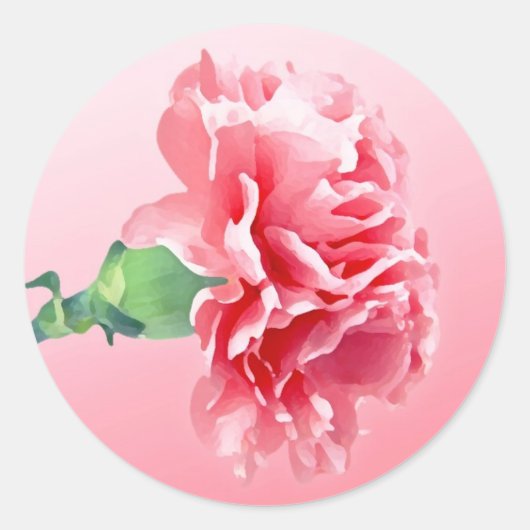 Roze anjer ronde sticker (Voorkant)