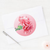 Roze anjer ronde sticker (Envelop)