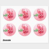 Roze anjer ronde sticker (Vel)
