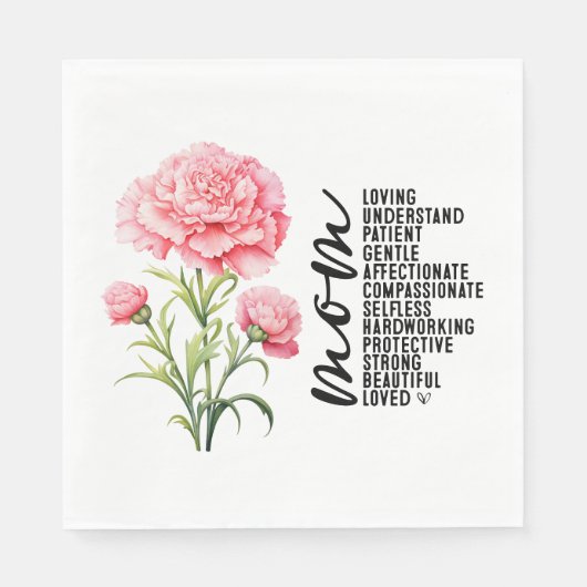 Roze anjer voor mama Moederdag Servet (Voorkant)