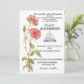 Roze anjer waterverf trouwuitnodiging save the date (Staand voorkant)