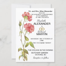 Roze anjer waterverf trouwuitnodiging