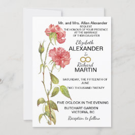 Roze anjer waterverf trouwuitnodiging save the date