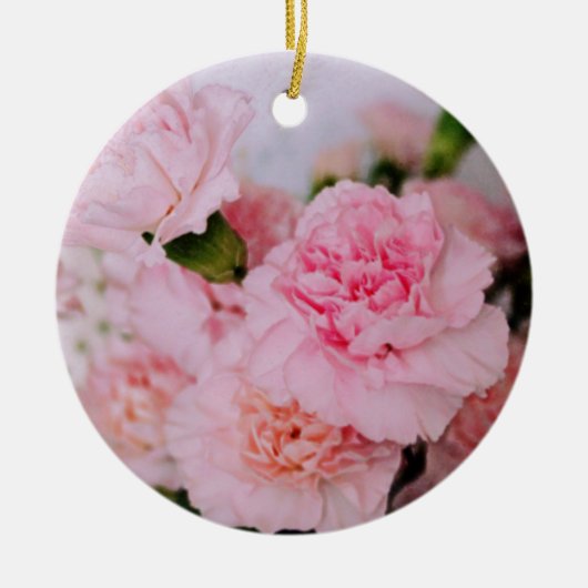  roze anjerbloemen keramisch ornament (Voorkant)