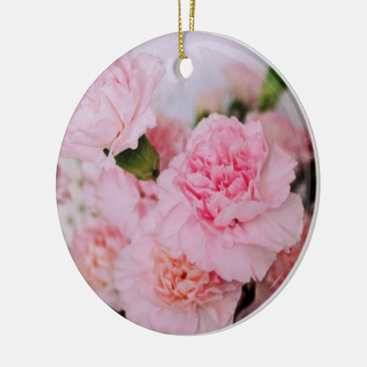  roze anjerbloemen keramisch ornament (Links)
