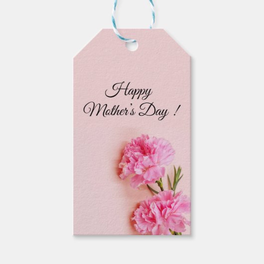 Roze anjerbloemen Moederdag mam op roze Cadeaulabel (Voorkant)