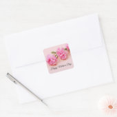 Roze anjerbloemen Moederdag mam op roze Vierkante Sticker (Envelop)